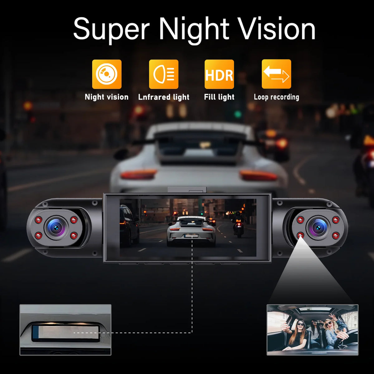 BCUOZ 4-Lens 1080p Dash Cam