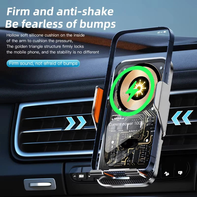 New Wireless Car Phone Holder with Charger 15W Wireless Phone Charging Mobile Holder for Car for Phone