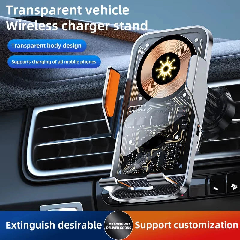 New Wireless Car Phone Holder with Charger 15W Wireless Phone Charging Mobile Holder for Car for Phone