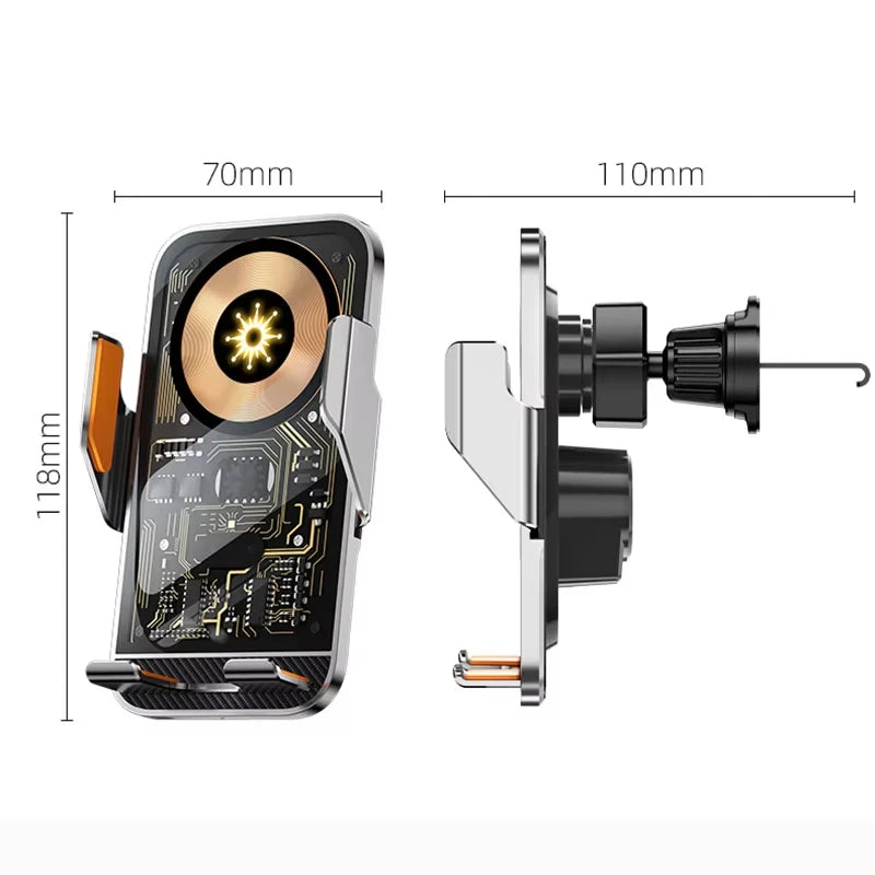 New Wireless Car Phone Holder with Charger 15W Wireless Phone Charging Mobile Holder for Car for Phone