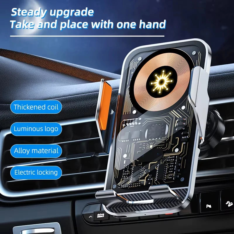 New Wireless Car Phone Holder with Charger 15W Wireless Phone Charging Mobile Holder for Car for Phone