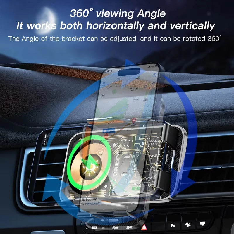 New Wireless Car Phone Holder with Charger 15W Wireless Phone Charging Mobile Holder for Car for Phone